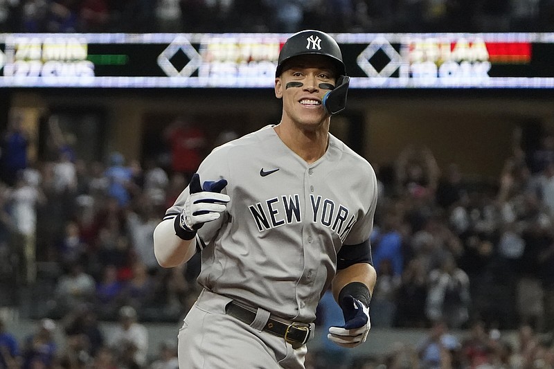 Aaron Judge of the New York Yankees led or was among the leaders in five American League offensive categories this season.
(AP/LM Otero)