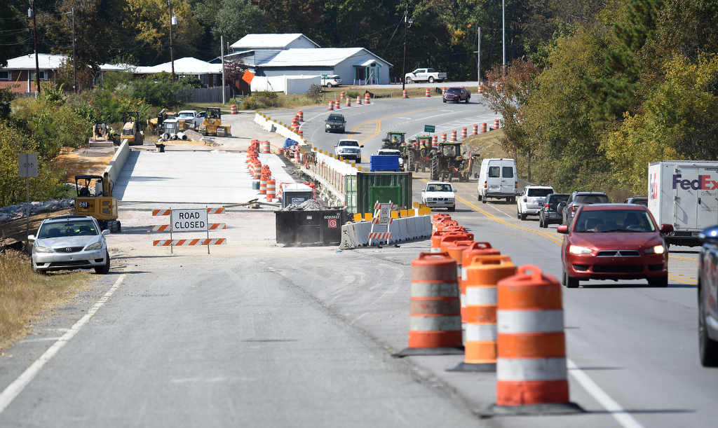Staff photo by Matt Hamilton / Bridge work continues along US 27 over West Chickamauga Creek on in Chickamauga, Ga. on Friday, October 7, 2022.