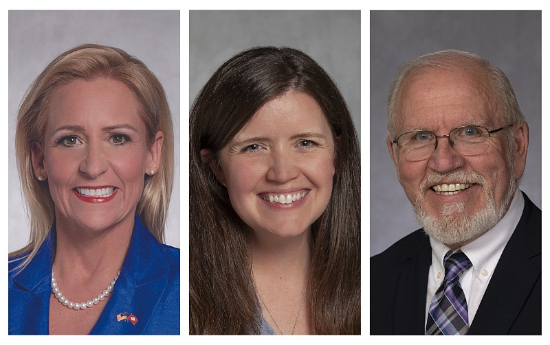 The three candidates for Arkansas lieutenant governor in 2022 are shown in this undated combination photo. From left are Attorney General Leslie Rutledge, a Republican; licensed social worker Kelly Krout, a Democrat; and retiree Frank Gilbert, a Libertarian. (Courtesy photos)
