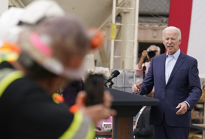 President Joe Biden speaks about infrastructure investments at the LA Metro, D Line Extension Transit Project Thursday in Los Angeles.
(AP/Carolyn Kaster)