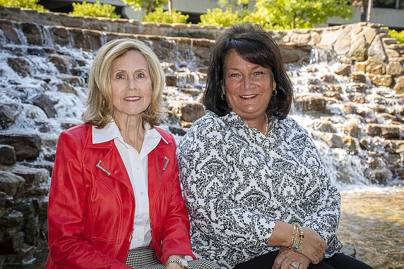 Shelia Vaught and Jennifer Day, co chairwomen of Carti's Festival Trees on 10/10/2022 at CARTI. (Arkansas Democrat-Gazette/Cary Jenkins)