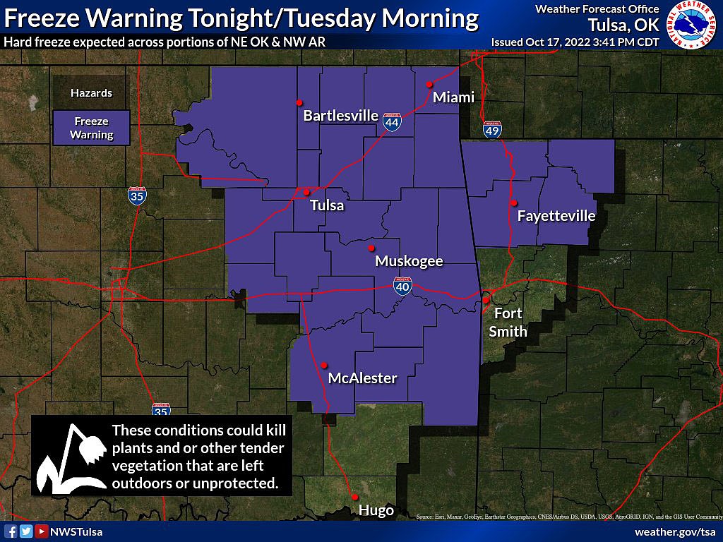 Northwest Arkansas could see freezing temperatures Tuesday morning ...