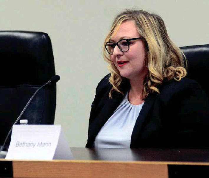 Bethany Mann, the Democratic challenger for Missouri's 3rd Congressional District, answers a question Tuesday night, Oct. 18, 2022, during a candidate forum sponsored by the Jefferson City News Tribune at City Hall. Blaine Luetkemeyer, the Republican incumbent, did not attend. (Eileen Wisniowicz/News Tribune photo)