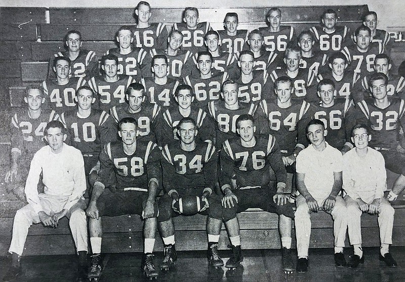 The Helias Crusaders 1960 football team is pictured in a photo. (Courtesy of Helias High School)