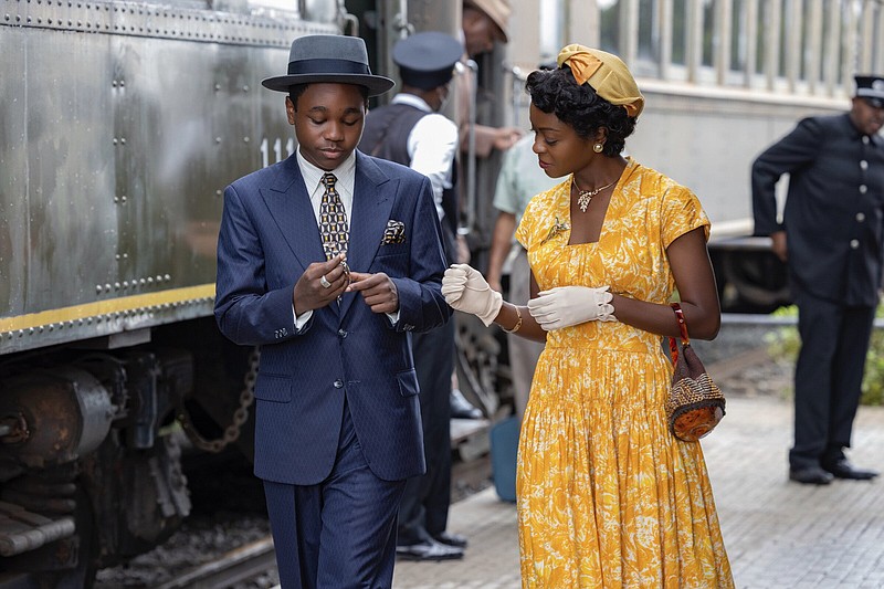 Dapper and urbane 14-year-old Emmett Till (Jalyn Hall) prepares to say goodbye to his mother Mamie Till-Mobley (Danielle Deadwyler) as he leaves Chicago for a vacation with his cousins in Mississippi in Chinonye Chukwu’s “Till.”