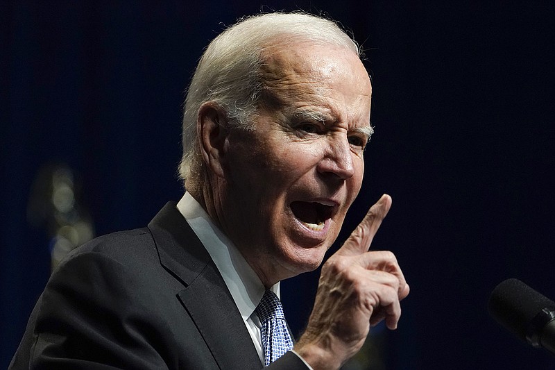 President Joe Biden speaks Friday in Philadelphia at a Pennsylvania Democratic Party dinner. Reacting to news of record profits by U.S. oil companies, Biden took to Twitter to criticize Exxon CEO Darren Woods for rewarding investors instead of lowering fuel prices.
(AP/Manuel Balce Ceneta)