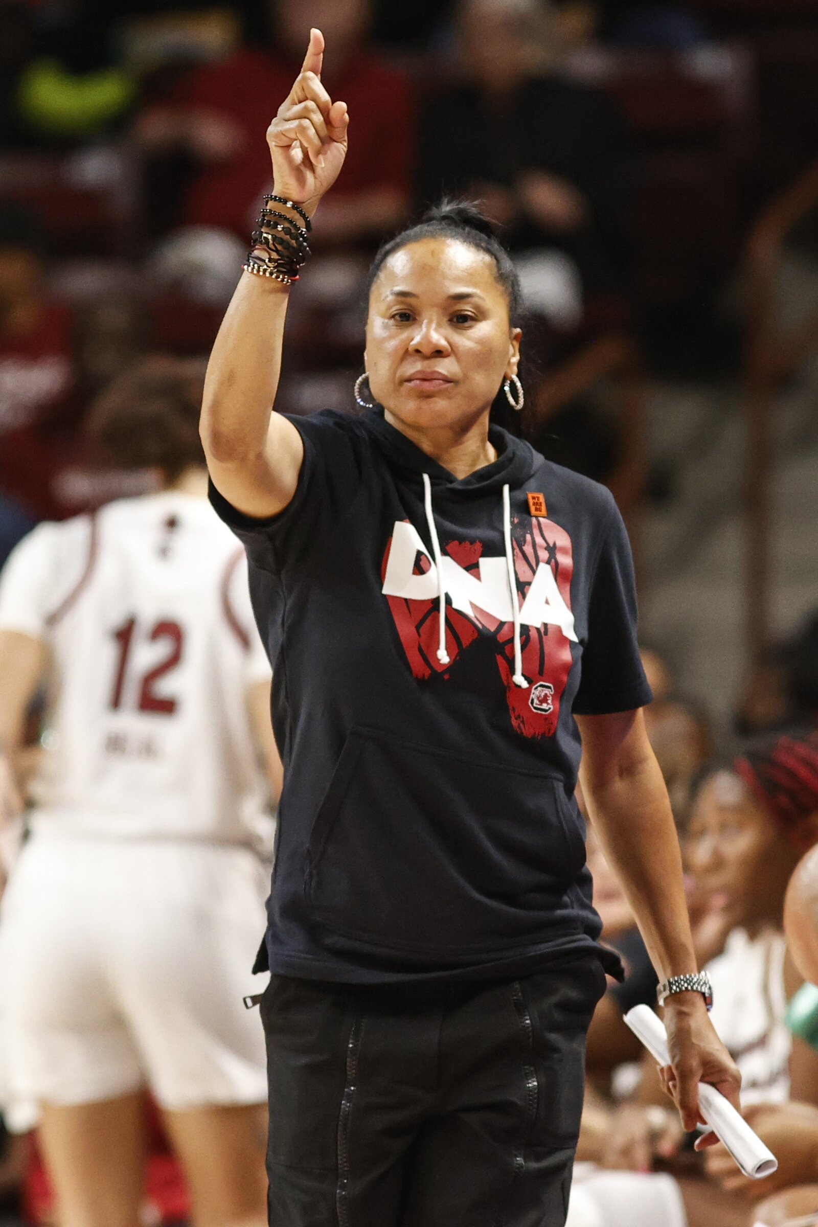 Basketball coach Dawn Staley speaks to female athletes of color in