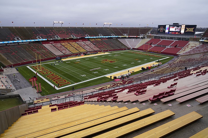 AP photo by Charlie Neibergall / Iowa State's Jack Trice Stadium is set up for a football game between the Cyclones and West Virginia last Saturday.