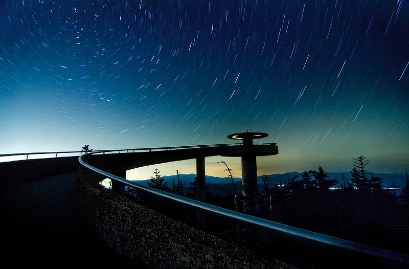 National Park Service / A starry sky can be seen over Clingmans Dome in a time-lapse photo taken Oct. 13, 2011, inside the Great Smoky Mountain National Park. A proposal has been made to change the name of the peak to its original Cherokee name of Kuwohi.