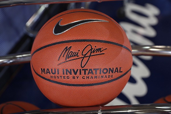 The official basketball is shown prior to the Maui Invitational on Monday, Nov. 21, 2022, in Lahaina, Hawaii. (Photo by Brian Spurlock/KemperLesnik)