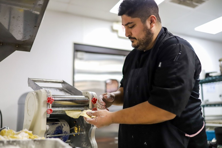 Staff photo by Olivia Ross  / Chef Jonathan Valadez of Cyra's in Dalton, Georgia, prepares pasta on Wednesday, Sept. 21, 2022.