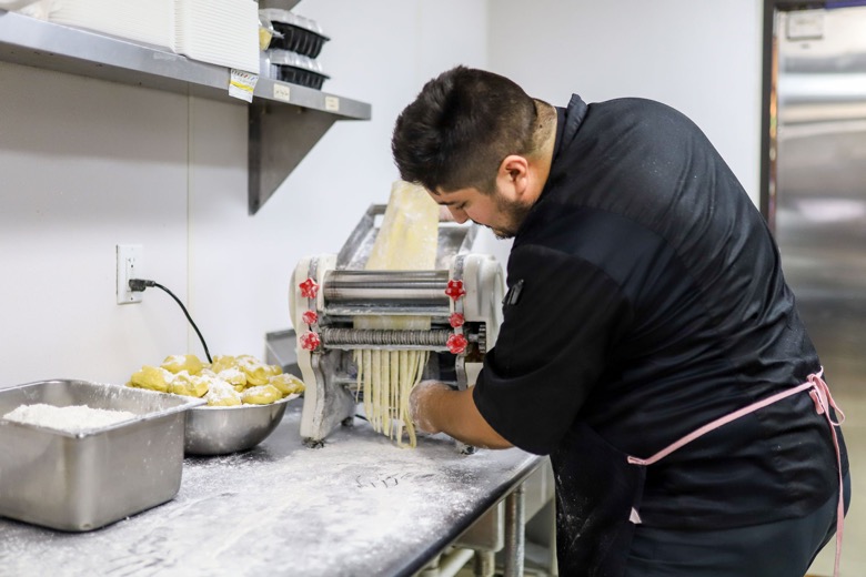 Staff photo by Olivia Ross  / Chef Jonathan Valadez of Cyra's in Dalton, Georgia, prepares pasta on Wednesday, Sept. 21, 2022.