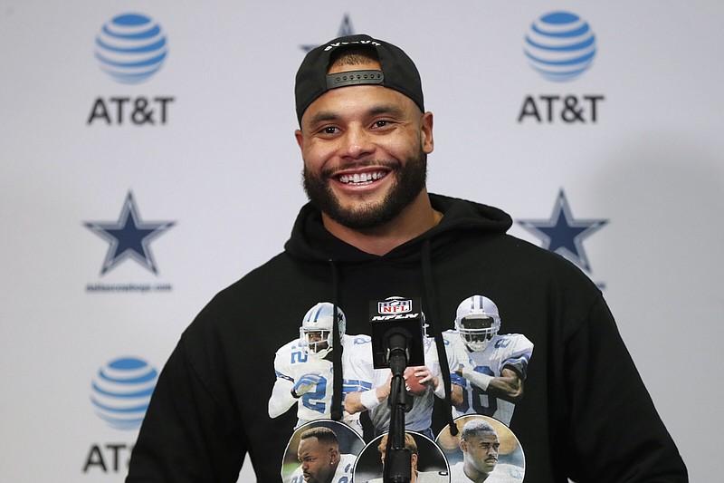 Quarterback Dak Prescott and the Dallas Cowboys look to complete the season sweep of the New York Giants today at AT&T Stadium in Arlington, Texas. The Cowboys won the first meeting 23-16 in Week 3.
(AP/Bruce Kluckhohn)