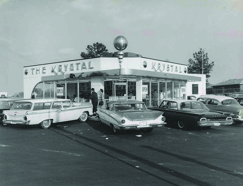 A look back at the days when Krystal used to have a crystal ball, the inspiration for the restaurant's name, on every building. / Photo courtesy of Krystal Restaurants