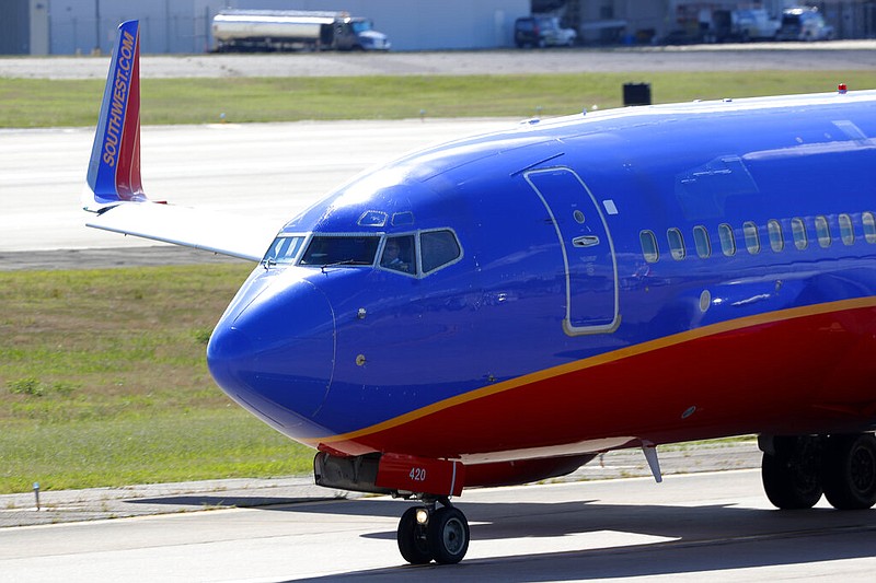 A Southwest Airlines jet taxis as it prepares to take off from Love Field in Dallas in this June 24, 2020 file photo. (AP/Tony Gutierrez)