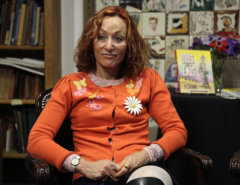 FILE - Comics illustrator Aline Kominsky-Crumb appears during an interview at the Society of Illustrators in New York on March 24, 2011. (AP Photo/Richard Drew, File)