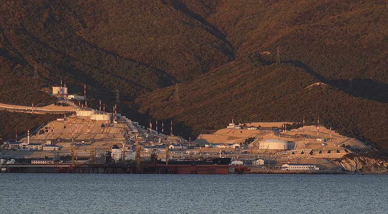 An oil tanker is docked at the Sheskharis complex in Novorossiysk, Russia, in October. This facility is one of the largest for oil and petroleum products in southern Russia.
(AP)