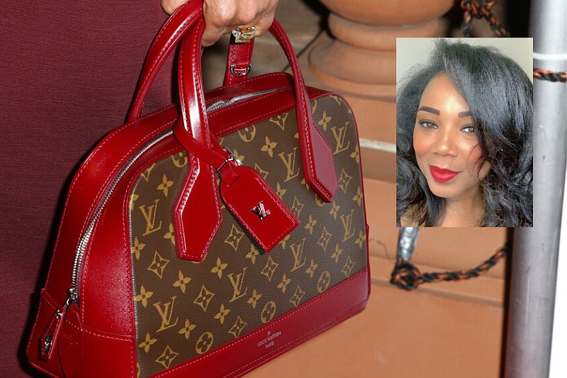 Mary Wicks, (inset), a 2001 graduate of the University of Arkansas at Pine Bluff, is shown with a Louis Vuitton purse carried by Mary J. Blige at the "Freeze Frame" Gala and Architects of Change at The Wallis Annenberg Center for the Performing Arts in Beverly Hills, Calif., on Feb. 4, 2016. Wicks works for Louis Vuitton. (Inset, courtesy photo; main, Rich Fury/Invision/AP)