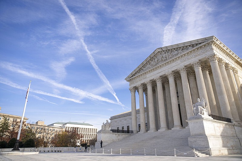 The Supreme Court is shown in Washington, Monday, Dec. 5, 2022. The Supreme Court is hearing the case of a Christian graphic artist who objects to designing wedding websites for gay couples, that's the latest clash of religion and gay rights to land at the highest court. (AP Photo/Andrew Harnik)