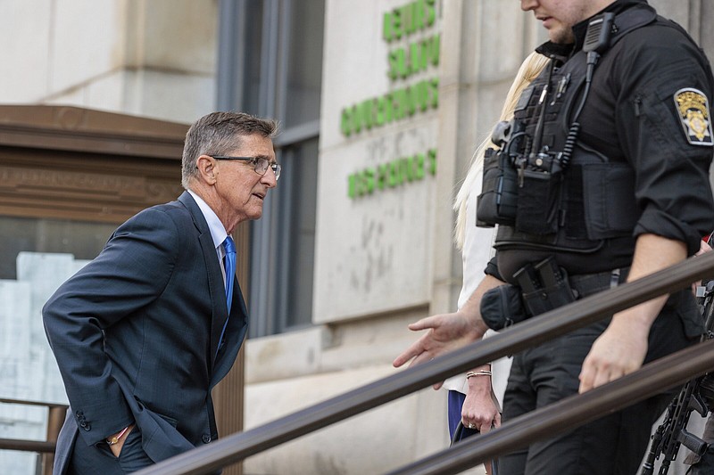 Michael Flynn, former President Donald Trump’s onetime national security adviser, appears at the Fulton County Courthouse to testify before a special grand jury Thursday in Atlanta.
(AP/Atlanta Journal-Constitution/Arvin Temkar)