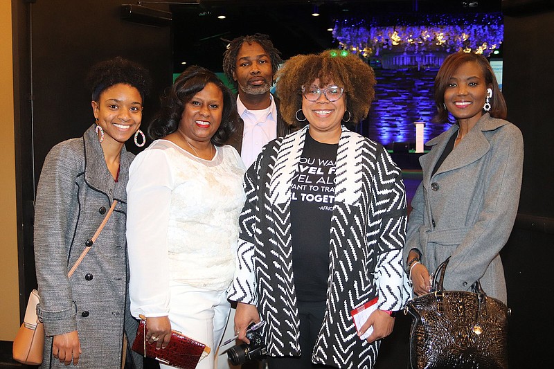 Adrianna Jones of Bryant; Keena Williams; Hezekiah Pierce; JCA board Chairwoman Kenya Eddings; and Tamika Keener at Just Communities of Arkansas' 58th annual Humanitarian Awards Celebration, held Dec. 1, 2022, at The Venue at Westwind in North Little Rock.
(Arkansas Democrat-Gazette/Helaine R. Williams)