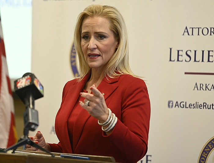 Attorney General Leslie Rutledge said Thursday that she had not discussed the transfer with Gov.-elect Sarah Huckabee Sanders or Tim Griffin, the attorney general-elect.
(Arkansas Democrat-Gazette/Stephen Swofford)