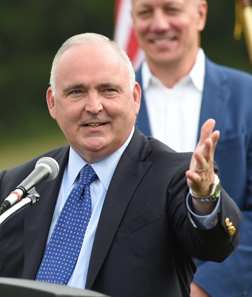 Staff Photo by Matt Hamilton / Cleveland mayor Kevin Brooks speaks at Westwood Baptist Church in Cleveland, Tenn. on Thursday, October 14, 2021. Tennessee Department of Transportation commissioner Clay Bright visited to celebrate the beginning of work on SR-60 improvement project.