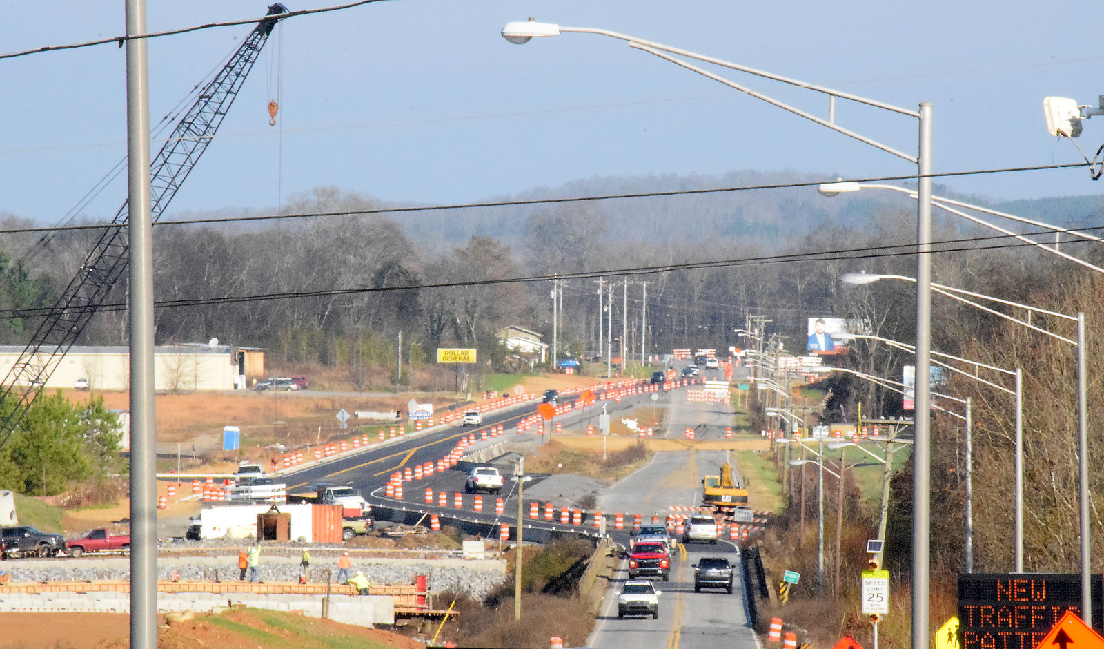 Staff Photo by Ben Benton / Traffic switches sides from the old State Route 60 path to the new one where the Tennessee Department of Transportation's 3.1-mile widening project stretches northwest from Cleveland, Tenn..