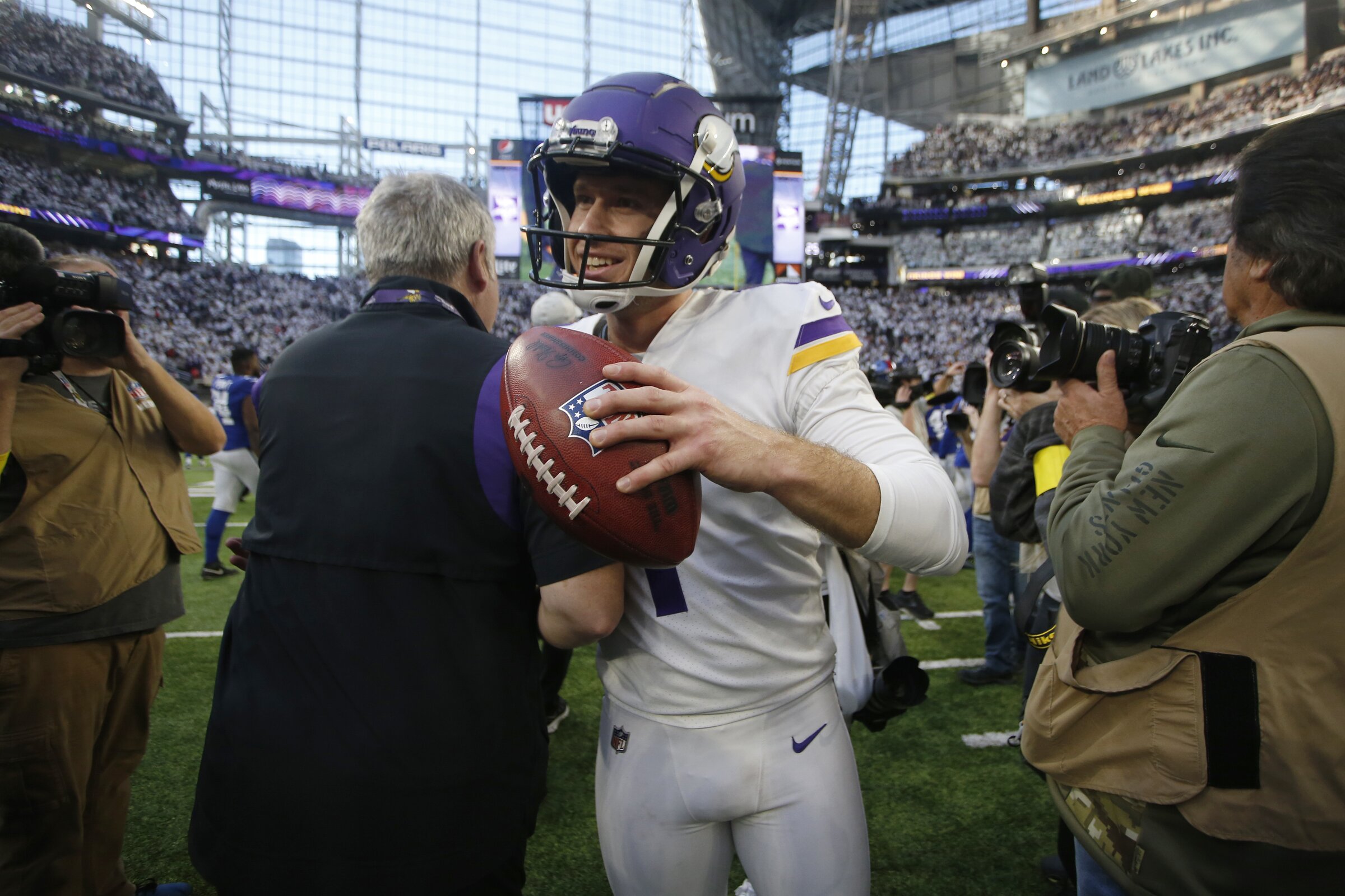 Minnesota Vikings safety Camryn Bynum (24) walks off the field