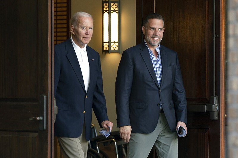 President Joe Biden and his son, Hunter Biden, leave Holy Spirit Catholic Church in Johns Island, S.C., in this Aug. 13, 2022 file photo. The president and his son had just attended a Mass during a vacation with his family on Kiawah Island. (AP/Manuel Balce Ceneta)