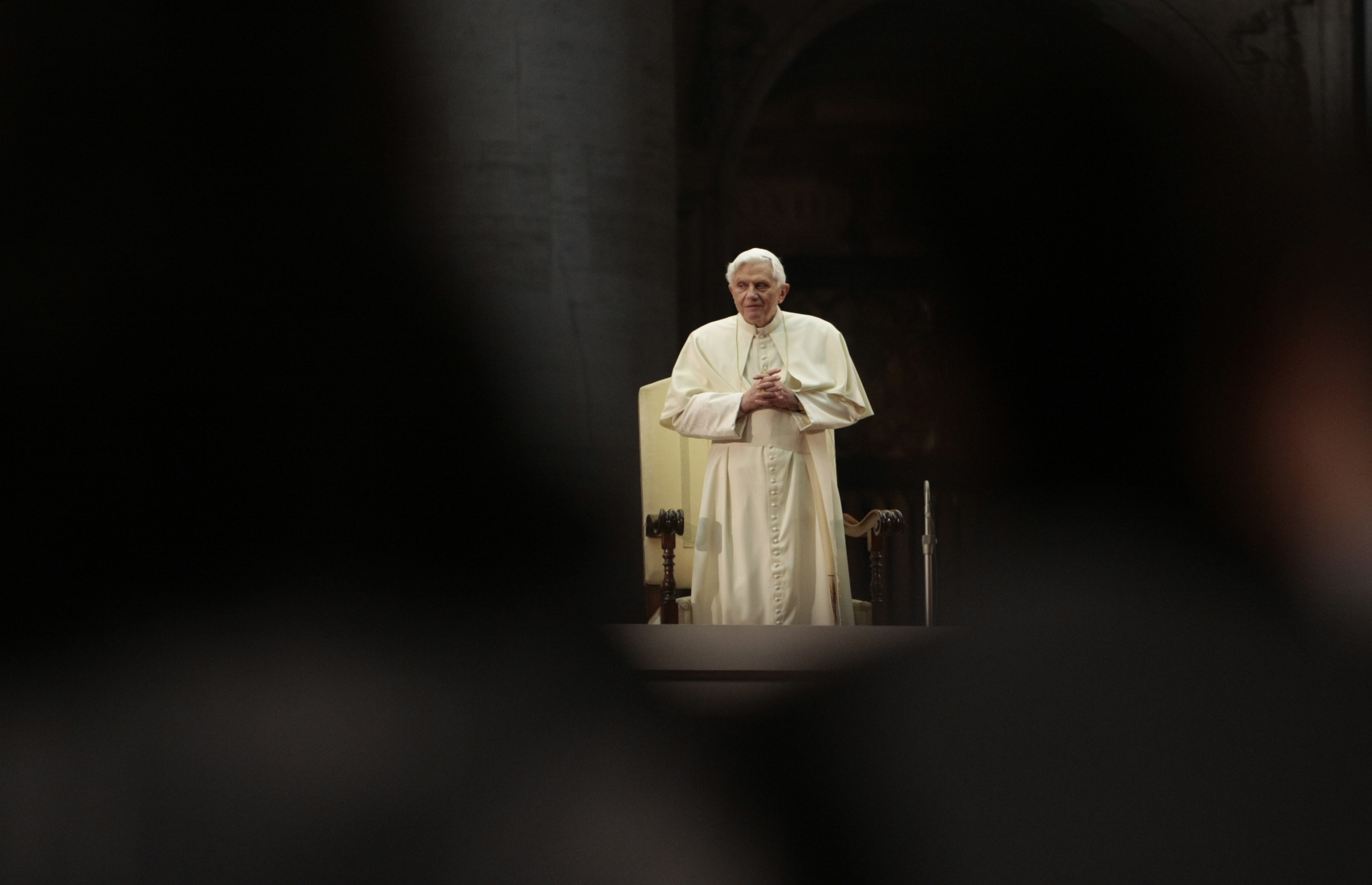 FILE - Pope Benedict XVI attends a gathering with youths in St. Peter's square, at the Vatican, on Thursday, March 25, 2010. He was the reluctant pope, a shy bookworm who preferred solitary walks in the Alps and Mozart piano concertos to the public glare and majesty of Vatican pageantry. When Cardinal Joseph Ratzinger became Pope Benedict XVI and was thrust into the footsteps of his beloved and charismatic predecessor, he said he felt a guillotine had come down on him. The Vatican announced Saturday Dec. 31, 2022 that Benedict, the former Joseph Ratzinger, had died at age 95. (AP Photo/Gregorio Borgia, File)