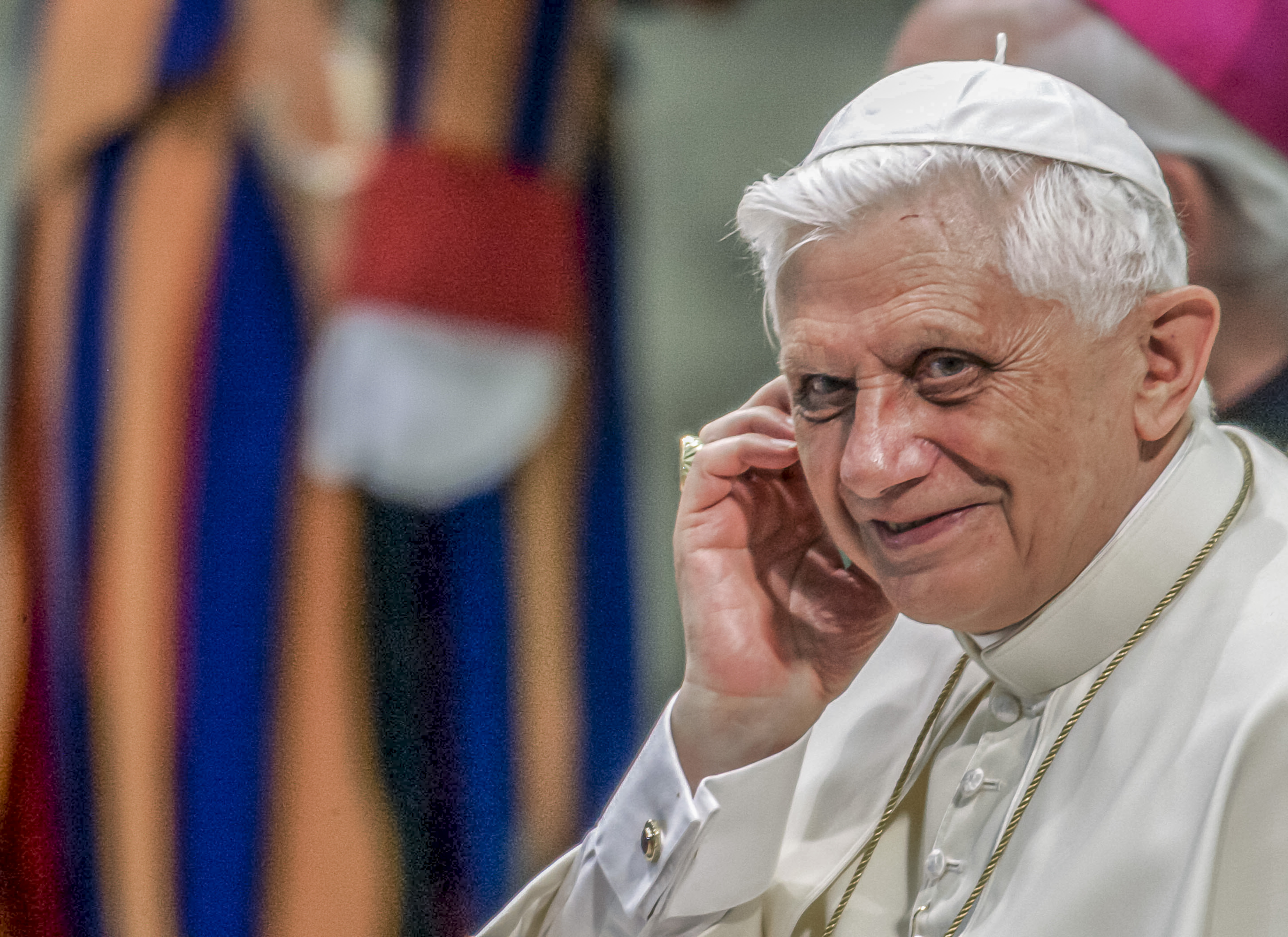 FILE - Pope Benedict XVI attends his weekly general audience in the Paul VI Hall at the Vatican, on Wednesday, Aug. 24, 2005. He was the reluctant pope, a shy bookworm who preferred solitary walks in the Alps and Mozart piano concertos to the public glare and majesty of Vatican pageantry. When Cardinal Joseph Ratzinger became Pope Benedict XVI and was thrust into the footsteps of his beloved and charismatic predecessor, he said he felt a guillotine had come down on him. The Vatican announced Saturday Dec. 31, 2022 that Benedict, the former Joseph Ratzinger, had died at age 95. (AP Photo/Domenico Stinellis, File)
