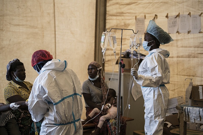 Health workers treat cholera patients at the Bwaila Hospital in Lilongwe, central Malawi Wednesday.
(AP/Thoko Chikondi)