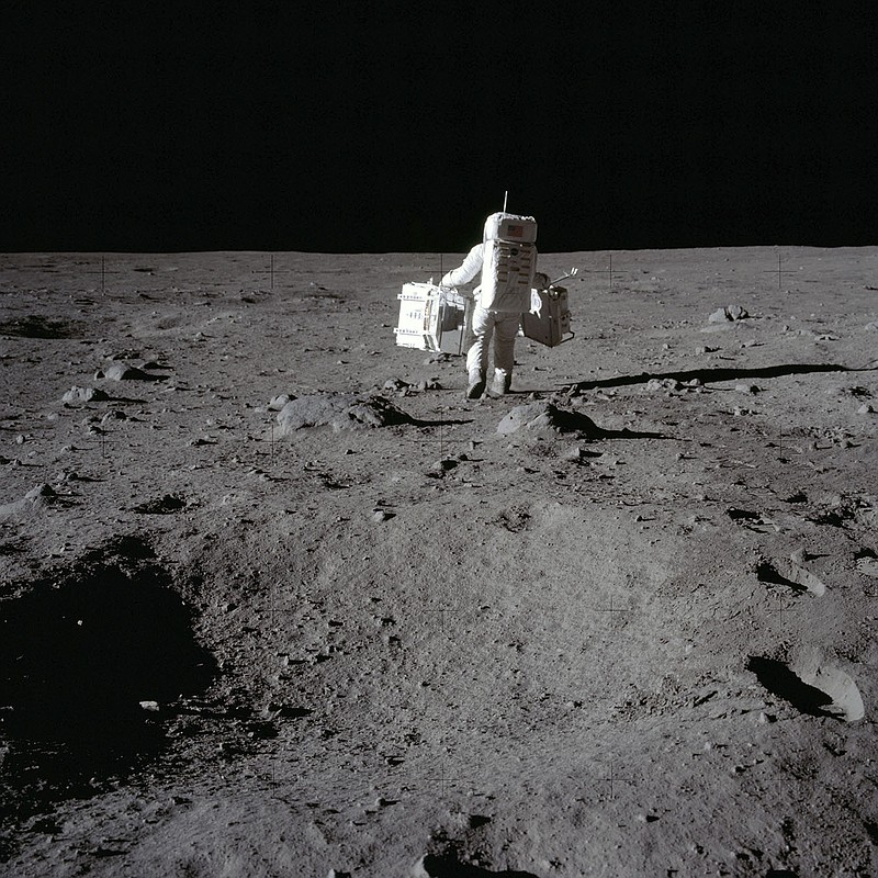 Astronaut Buzz Aldrin conducts science experiments at Tranquility Base on the surface of the moon in this July 20, 1969, photo taken by fellow astronaut Neil Armstrong. The historic Apollo 11 landing site is provided protections under the Artemis Accords, a set of rules for the peaceful use of space and the moon and a buffer against China’s space exploits.
(AP/NASA/Neil Armstrong)