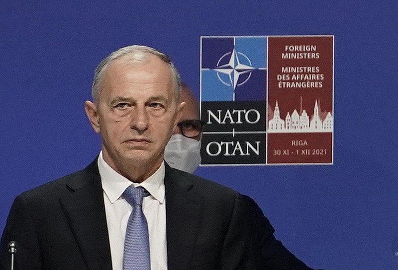 NATO Deputy General Secretary Mircea Geoana attends the NATO Foreign Ministers meeting in Riga, Latvia, Tuesday, Nov. 30, 2021. 
(AP Photo/Roman Koksarov, Pool, File)