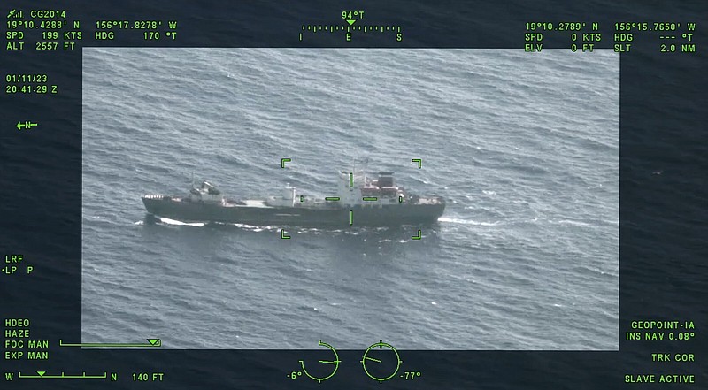 This image dated January 2023 shows a Russian ship patrolling off the coast of Hawaii.
(AP/U.S. Coast Guard)