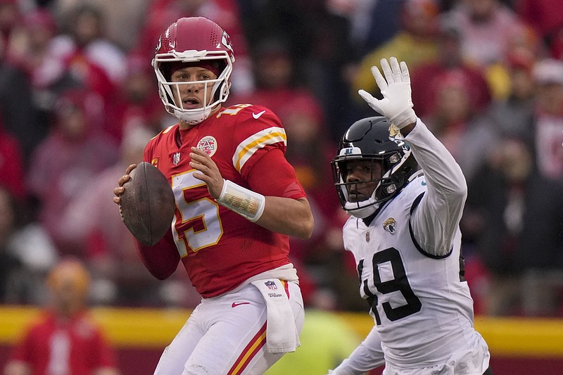 Patrick Mahomes of the Kansas City Chiefs runs toward the locker room