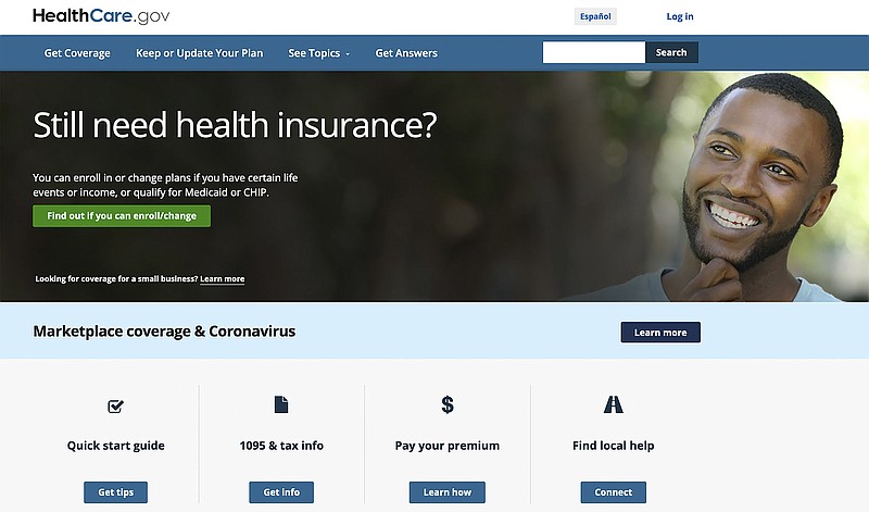 This image shows the main page of the HealthCare.gov website on Wednesday. Officials reported 16.3 million Americans have signed up for insurance coverage through state and federal marketplaces so far, including 100,407 Arkansas residents.
(AP/HealthCare.gov)