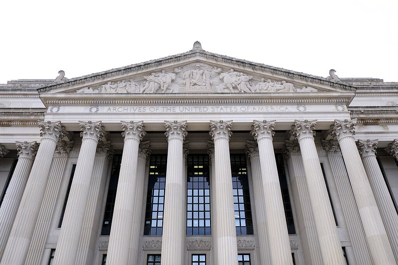 FILE - The north face of the Archives of the United States is seen in this general view March 11, 2019, in Washington. The National Archives has asked former U.S. presidents and vice presidents to re-check their personal records for any classified documents following the news that President Joe Biden and former Vice President Mike Pence had such documents in their possession, two people familiar with the matter said Thursday, Jan. 26, 2023. (AP Photo/Mark Tenally, File)