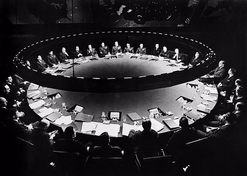 The war room — in which you cannot fight — in Stanley Kubrick’s black comedy from 1964, “Dr. Strangelove or: How I Learned to Stop Worrying and Love the Bomb.”