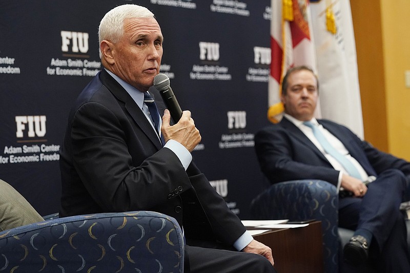 Former Vice President Mike Pence said he takes “full responsibility” after classified documents were found at his Indiana home while speaking Friday at Florida International University in Miami. Pence was talking about the economy and promoting his new book, “So Help Me God.”
(AP/Marta Lavandier)