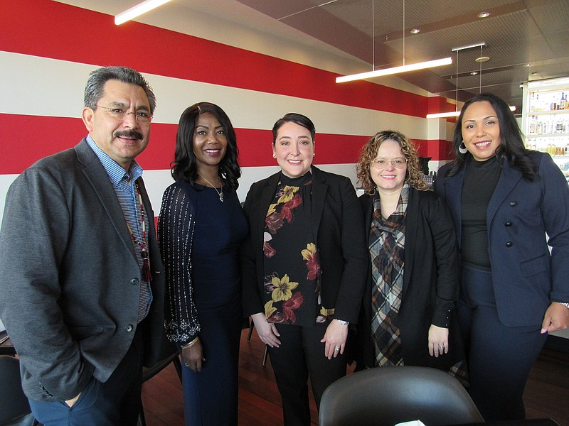 Hector Sanchez, Charlotte Williams, Icela Pelayo, Xiomara Enriquez and Cicely Moore on 01/19/23 at Racial Healing Certification Convocation and Advancing Equity Awards, Clinton Presidential Center (Arkansas Democrat-Gazette/Kimberly Dishongh)