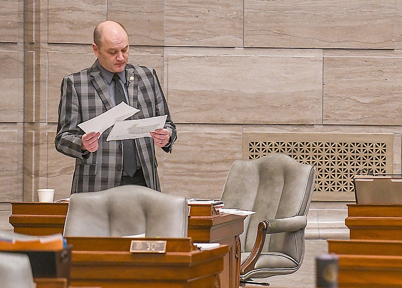 State Sen. Denny Hoskins, R-Warrensburg, is seen in the Missouri Senate in this Feb. 8, 2022, file photo. (Julie Smith/News Tribune file photo)