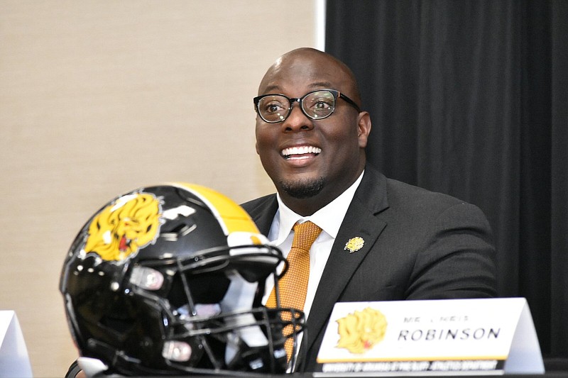 Alonzo Hampton smiles ahead of his introductory news conference Jan. 17. (Pine Bluff Commercial/I.C. Murrell)