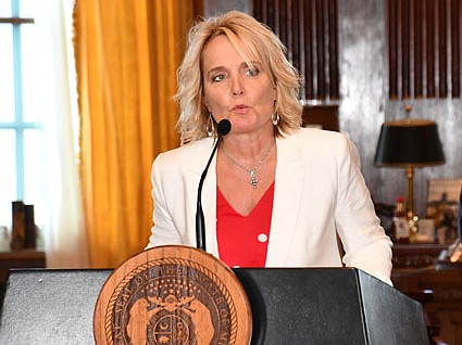 Missouri Department of Elementary and Secondary Education Commissioner Margie Vandeven speaks to reporters Thursday, June 25, 2020, outside the governor's office at the Missouri Capitol. (News Tribune file photo)