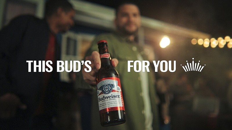 This photo provided by Budweiser shows a scene from Budweiser's 2023 Super Bowl NFL football ad. Broadcaster Fox says it has sold out all of its Super Bowl LVII ad space as of the end of January. The big game between the Kansas City Chiefs and the Philadelphia Eagles takes place on Sunday. (Budweiser  via AP)