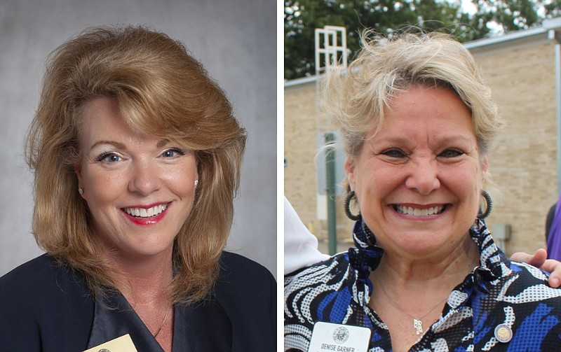 Arkansas state Reps. Robin Lundstrum (left), R-Elm Springs, and Denise Garner, D-Fayetteville, are shown in these undated file photos. (Left, courtesy photo; right, Arkansas Democrat-Gazette/Rachel O'Neal)