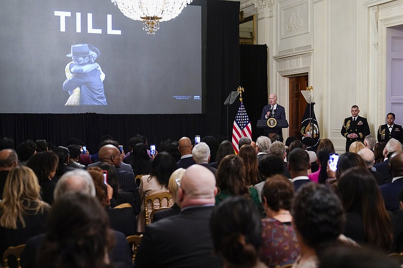 President Joe Biden speaks before the screening of the movie “Till” on Thursday in the East Room of the White House in Washington.
(AP/Susan Walsh)