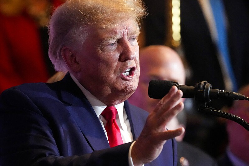 FILE - Former President Donald Trump speaks at a campaign event at the South Carolina Statehouse, Jan. 28, 2023, in Columbia, S.C. (AP/Alex Brandon, File)