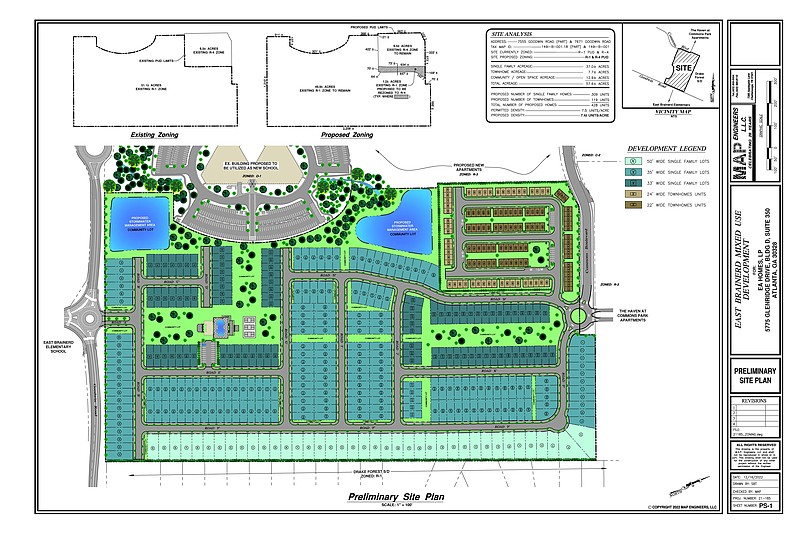 Contributed Rendering / A site plan shows the layout of hundreds of new homes and townhouse on former Cigna property off Goodwin Road in East Brainerd.
